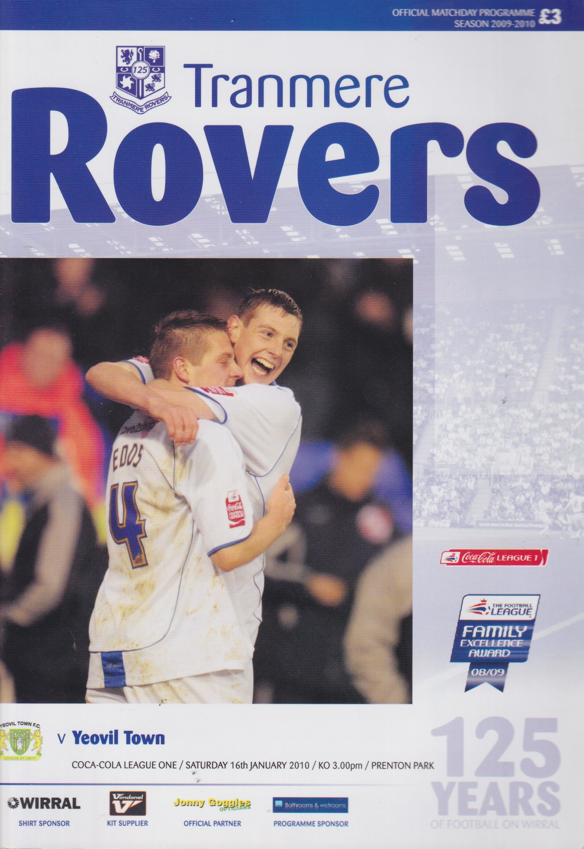 Tranmere Rovers v Yeovil match programme